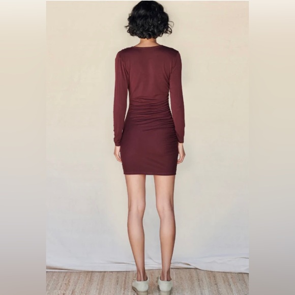 NWT Sundry! Ruched Long Sleeve Mini Dress - Picture 2 of 2